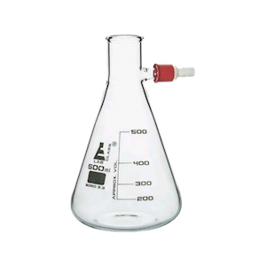 Buchner Filter Flask, 500ml, Conical, with Hose Connector, Borosilicate Glass, Each Each