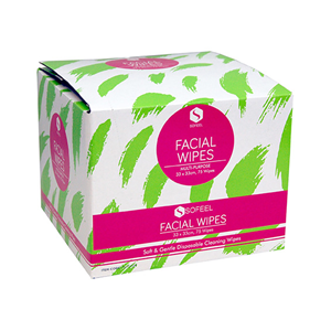Sofeel Lint Free Facial Wipes, 33 x 33cm, Strong and Gentle, Alcohol Free, High 50 Percent Viscose, 75 Wipes/Box Pack
