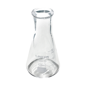 Lincon Erlenmeyer Conical Flask, 50mL, 25mm Neck Diameter, Narrow Neck, Graduated, Borosilicate Glass, Each Each