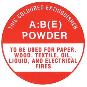 Safety Sign, "Fire Extinguisher AB(E) Powder", 190 x 190mm, Each Each