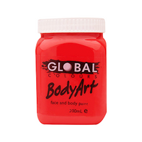 Global Colours Body Art Face Paint, Brilliant Red, 200ml, Each Each