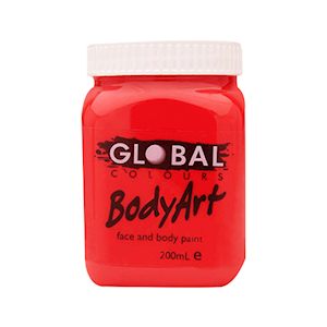 Global Colours Body Art Face Paint, Brilliant Red, 200ml, Each Each