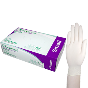 Universal Biodegradable Latex Gloves, ASTM, Low Powder, Large, Cream Colour, 100/Box Box