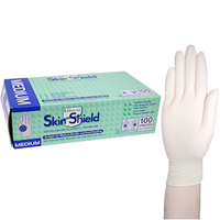 Universal Skin Shield Biodegradable Latex Examination Gloves, ASTM, Powder Free, Large, Cream Colour, HACCP Grade, 100/Box Box