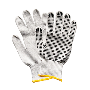 Damaged, Cotton Gloves, Seamless, Knitted, with Dot Palm, 12 Pairs/Bag