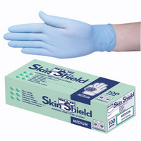 Skin Shield Powder Free Biodegradable Latex Gloves, Blue Medium 100/Box Box