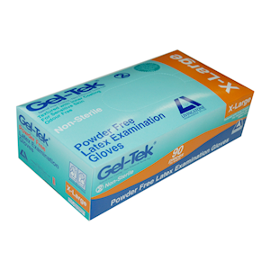 Bulk Buy Deal for 780 Boxes, Geltek Latex Exam Gloves Powder Free AS/NZ Biodegradable Polymer Coated Textured X-Large Cream, 90/Box Each