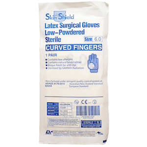 Skin Shield Biodegradable Latex Surgical Gloves, Low Powder, Sterile, Size 6.0, 50 Pairs/Box Box