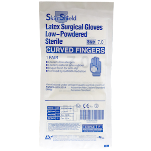 Skin Shield Biodegradable Latex Surgical Gloves, Low Powder, Sterile, Size 6.0, 50 Pairs/Box Box