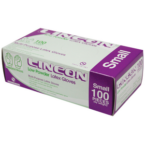 Out of Date Lincon Biodegradable Latex Exam Gloves, ASTM, Low Powder, Small, 100/Box, Original Unopened, Price Discounted, Limited Stock Box
