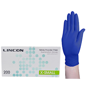 Lincon Nitrile Gloves Examination, Powder Free, EN374, Non Sterile, Large, Cobalt Blue Colour, 300/Box Box