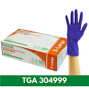 Universal Nitrile Examination Gloves, AS NZ Standard, Powder Free, EN374, Large, Blue Colour, HACCP Grade, 100/Box Box