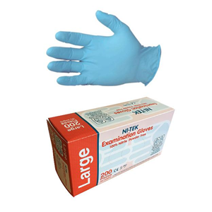 Ni-Tek Nitrile Premium Gloves, AS NZ Standard, Powder Free, EN374, Large, Blue Colour, HACCP Grade, 100/Box Box