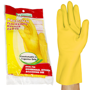Universal Flocklined Rubber Gloves Unscented