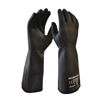 Maxisafe Neotherm Heat Resistant Neoprene Gauntlet Gloves, 36cm - 38cm Flexible, Liquid Proof, Terry Lined, Large, Black, 6 Pairs/Pack Pack