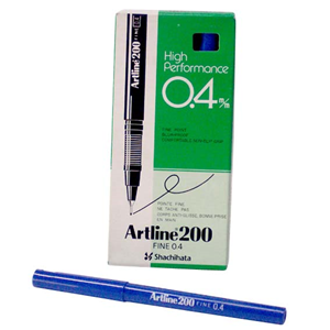Artline Pen 200, 0.4mm, Blue, 12/Box Box