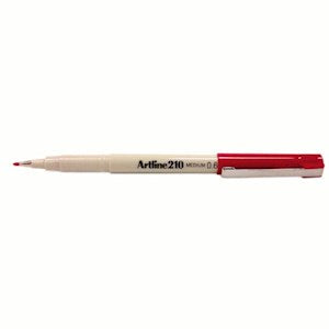 Artline 210 Fineliner Pen, 0.6mm, Medium Point, Red, Each Loose