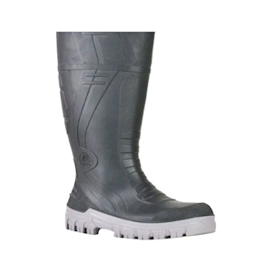 BATA Gumboots Black with Grey Sole, Slip On - Steel Toe Cap, Size 14 Pair