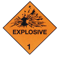 Sticker Class 1 'Explosive 1' Biodegradable Paper, 50x50mm, 250/Roll Roll