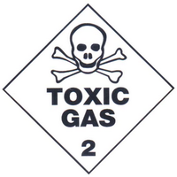 Sticker Class 2 'Toxic Gas' Biodegradable Paper, 50x50mm, 250/Roll Roll