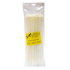 El Power Nylon Cable Zip Ties, 300mm, White, 100/Pack Pack