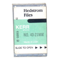 Kerr H-Files, 21mm, No. 40, Stainless Steel, Colour-Coded, 6/Pack (12781)
