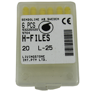 Livingstone H-Files, 25mm, No. 08, Stainless Steel, Colour-Coded, 6/Pack