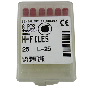 Livingstone H-Files, 25mm, No. 120, Stainless Steel, Colour-Coded, 6/Pack