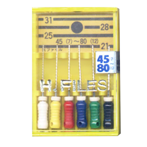 H-Files, 25mm, No. 35, Stainless Steel, Colour-Coded, 6/Pack
