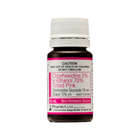 Pharmaust Chlorhexidine Alcohol 2pct in Ethanol 70pct, 30ml, Tinted Pink, Each Carton