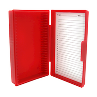 Heathrow Microscope Slides Plastic Case, Holds 25 Slides, 26 x 76mm, Hinged, Red, Each