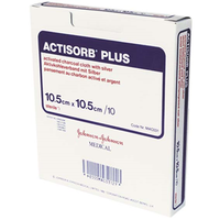 Actisorb Plus 25 Charcoal Dressing, 10.5 x 10.5cm, 10/Box (MAP105) Box