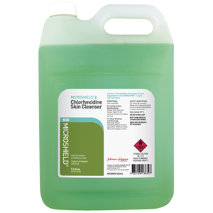 Microshield® 2 Chlorhexidine Skin Cleanser, 2pct w/v Chlorhexidine Gluconate, 5L, Green, Loose Each