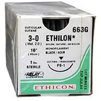 1893G Ethilon Nylon Suture, Size 3-0, Length 18", Black Monofilament, PC-5 Needle, Prime Conventional Cutting, Non Absorbable, 12/Box Box