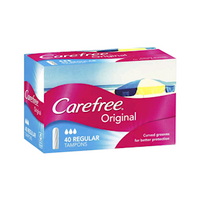 Carefree Original Tampons, Regular, Curved Grooves, 40 Pieces/Pack Pack