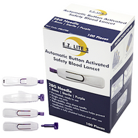 E.Z. Lite 3 Blood Letting Lancet, 28G x 1.8mm, Safe Painless Button Activated, 5ul - 30ul, Low Blood Flow, 100/Box (Expiry: 31/07/2026)