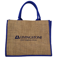Livingstone Jute Bag, 40 x 32 x 19.5cm, Jute and Polyvinyl Chloride Coated, Navy Blue, Each Each