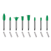 Kenda Amalgam Hi-Shine Polishing, No. 3002 5 x 8mm, Small Flame, Right Angle, Green, 6/Pack Pack