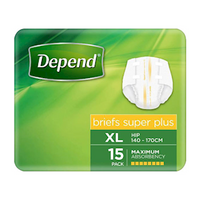 Depend Briefs Super Plus, Extra Large, Fitted, Unisex, 15/Pack (MOQ: 4 Packs) Pack