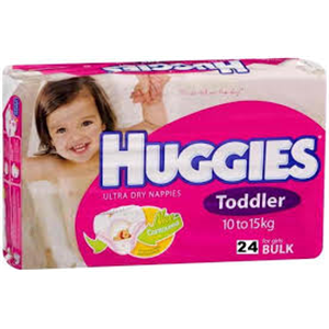 HUGGIES TODDLER GIRL NAPPIES 24/PK 8/CTN Carton