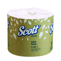 Scott Toilet Tissue Roll, 1-Ply, 10 x 10cm, Approx Roll Diameter: 11cm, White, 1000 Sheets/Roll, 48 Rolls/Carton Carton