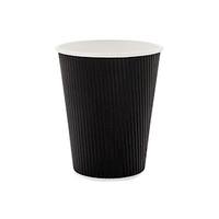Livingstone Corrugated Paper Cup, 237mL or 8oz, Hot & Cold, Biodegradable, Triple Wall, Black, 25 Pieces/Pack