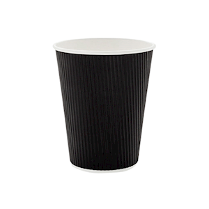 Livingstone Corrugated Paper Cup, 237mL or 8oz, Hot & Cold, Biodegradable, Triple Wall, Black, 25 Pieces/Pack