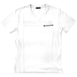Livingstone V-Neck T-Shirt, 100pct Cotton, 45+ Thread Count, 220GSM Yarn Weight, Large, White, Each Each