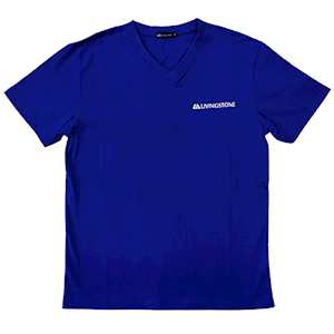 Livingstone V-Neck T-Shirt, 100pct Cotton, 45+ Thread Count, 220GSM Yarn Weight, Small, Navy Blue, Each Each