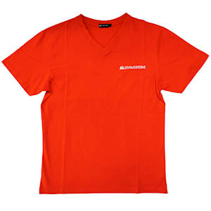 Livingstone V-Neck T-Shirt, 100pct Cotton, 45+ Thread Count, 220GSM Yarn Weight, Extra Small, Red, Each Each