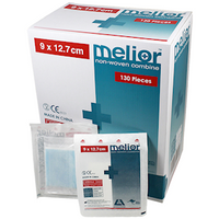 Melior Combine Dressing Pads, 9 x 12.7 cm, Nonwoven, Cotton Filled, Sterile, 1/Pack, 130/Dispenser Box Box