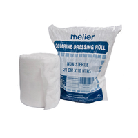 Out of Date, Melior Combine Dressing Roll, 20cm x 10m, Nonwoven Cotton Filled, Non-Sterile, 1 Roll/Bag Price Discounted While Stocks last Bag