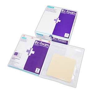 Liv-Foam Silicone Foam Dressing, 10 x 10cm, Borderless, Non Adhesive, Each Loose