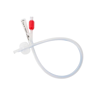 Mdevices Silicone Foley Catheter, 2-Way, Open Ended, 18FG, 40cm, Red, 10mL, 10 Pieces/Box Box